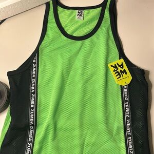 NWT Zumba Mens Size XS Xsuave Mesh Workout Athletic Tank Top Neon Green